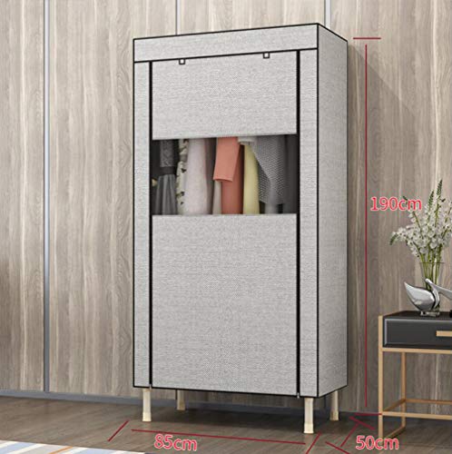 Armario de tela portátil de 85x50x190 cm con estructura de pie para ropa y almacenamiento modular 6