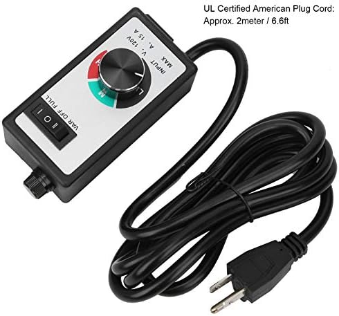 1500W Fan Speed Controller Variable Vent Speed Adjuster 120V 15A US Plug with 6.6ft Cord for Duct Inline Fan Vent Blower fan speed controller 120v voltage regulator variable speed controller