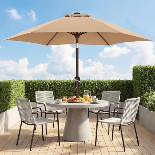 Image of ABCCANOPY 7.5FT Patio Umbrella Outdoor 6 RibsTable Umbrella(Khaki) | Fade & UV Resistant Fabric,6 Fiberglass Ribs,Smooth Crank System,Wind Resistance,Great for Patio,Backyard,Garden,Deck