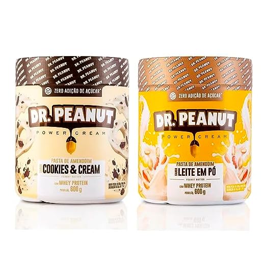 KIT 2X Pasta de Amendoim 600g - DR. Peanut (Cookies/Leite em Pó)