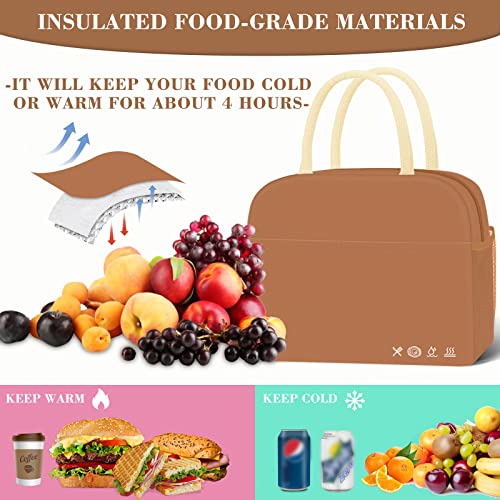 Kubya Lunch Bag Lunch Box For Women Men Insulated Reusable Lunch Box For Adult Lunch Tote Bag Lunch Container For Office Work Picnic Beach Or Travel（Brown） #TOP1