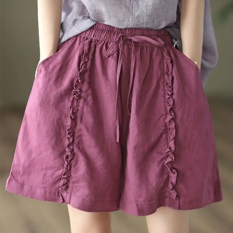 Summer Shorts for Women Elastic Waist Wide-Leg Pants Casual Shorts
