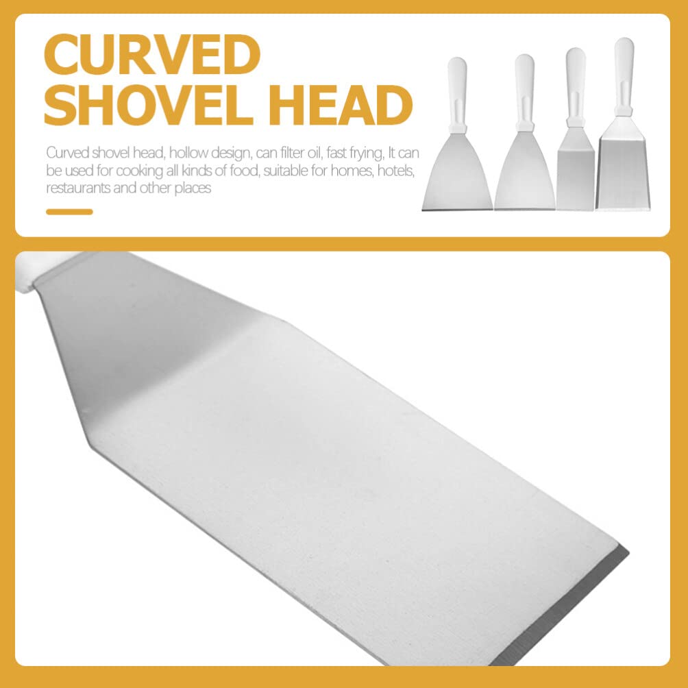 SHERCHPRY 4pezzi Spatola Cucina in Acciaio Inox Strumento di Cottura Resistente al Calore Impugnatura Ergonomica per Mescolare Girare e Friggere Comodo da Usare Pulire