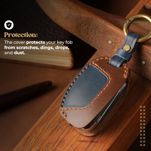 Image of Keyzone dual leather key cover for Hyundai Exter, i20, Creta, Venue, Tucson, Alcazar, Grand I10, Aura, Xcent flip key
