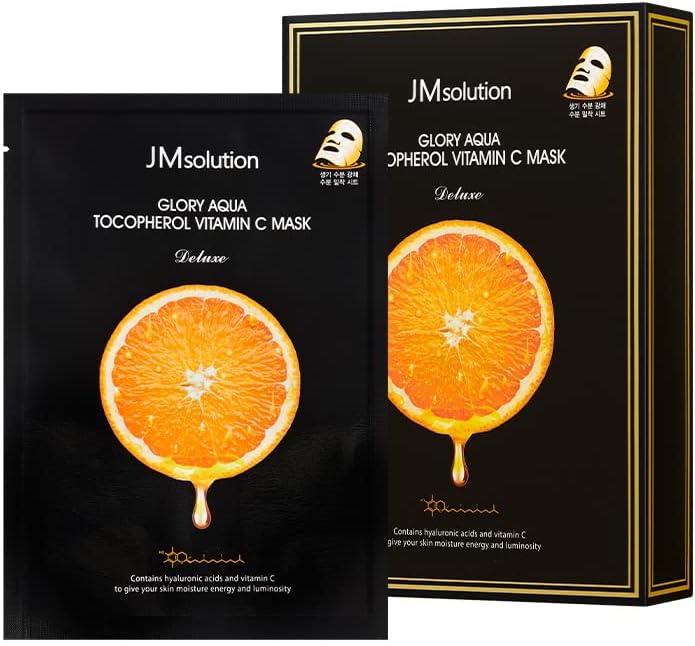 Máscara facial em folha JMsolution Glory Aqua Tocopherol Vitamin C, 10 unidades de 35 mL