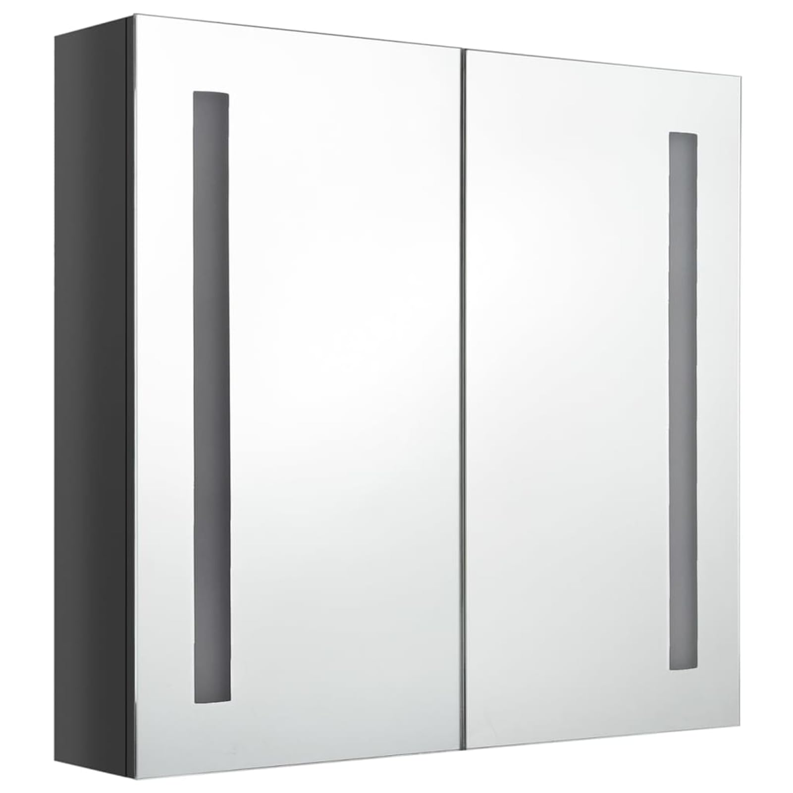 ATOMSTACK MAKER Spiegelschrank Bad 62x14x60 cm, glänzend grau, MDF+Glas, 2 Türen, 3 Böden, USB-Beleuchtung, Touch-EIN/Aus, für Make-up & Rasur – inkl. Montagematerial