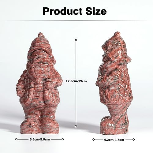 mookaitedecor Hand Carved Natural Sesame Red Stone Standing Father Christmas Figure Novelty Decoration for Home Santa Claus Happy Old Man Stone Statue Figurine Gift Collectible Red Room Decor - Image 2