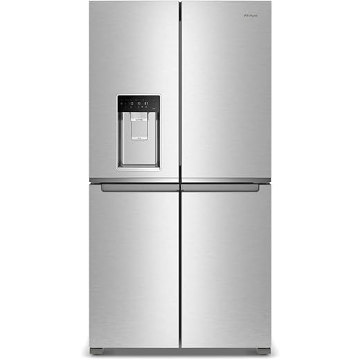 Whirlpool 36 Inch Counter-Depth 4-Door French Door Refrigerator with 19.1 Cu.ft. Capacity, Adjustable Shelves, Gallon Door Bins, Deli Drawer, In-Door-Ice® and Water, Auto Ice Maker
