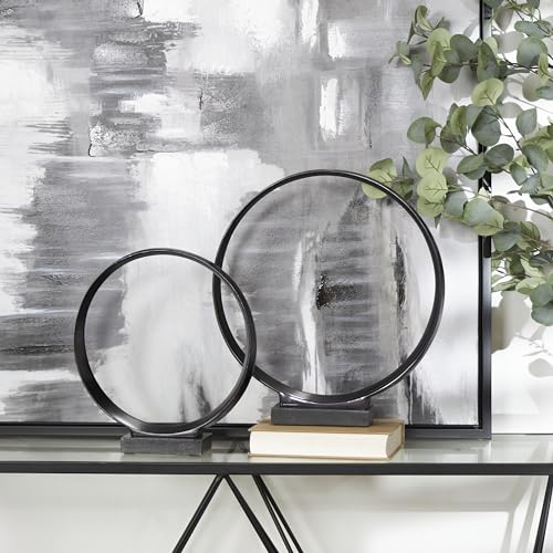 Esculturas decorativas geométricas de aluminio con base de mármol, juego de 2 miniatura 2