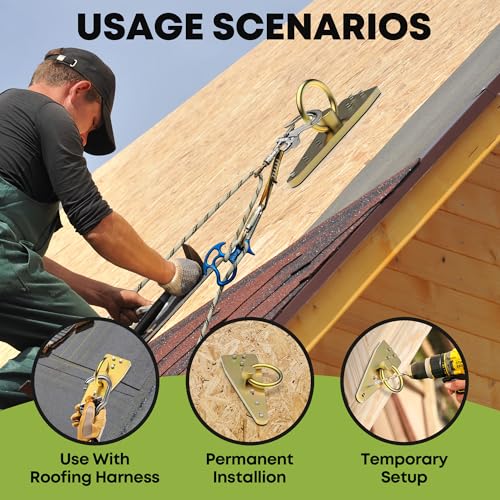 Image of Bull Ring Reusable Roof Safety Anchor | Heavy-Duty Fall Protection Anchor | Zinc Plated Steel Roofing Anchor | Permanent Roof Anchor for Wooden Structures
