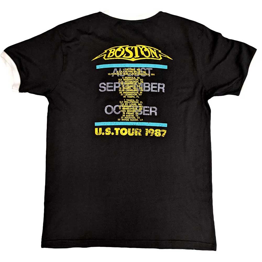 Rock Off Officially Licensed Products Men's Black Boston Us Tour '87 Ringer T Shirt Xxl