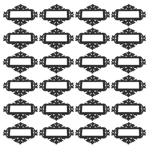 jojofuny Portatarjetas Metálico Vintage para Cajones y Armarios 24 Piezas Color Negro Marco para Etiquetas Comerciales Ranuras para Tarjetas de Identificación Organizador para