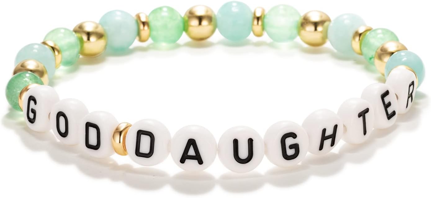 FLBR03B: Stretch Beaded Gold Bracelets for Women - Godmother Goddaughter Bracelets, Mother's Day Gift - Image 3