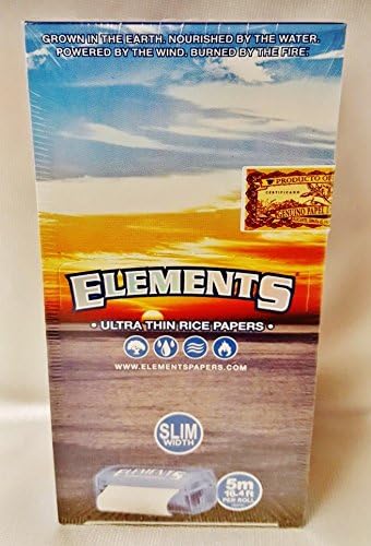 Box of 10 Elements 5 Meter Slim Width Ultra Thin Rice Rolling Paper Roll 16.4'