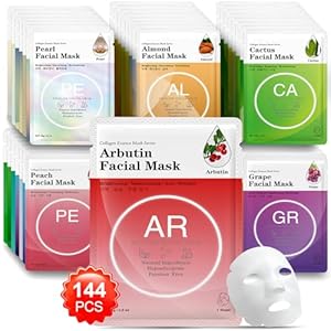 144 Pack Collagen Essence Sheet Facial Masks, Bulk Sheet Masks for Face, Hydrating Facial Masks for All Skin Types, Moisturizing and Soothing, Natural Skincare Spa Face Mask