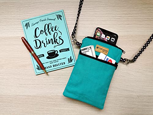 Image of Taianda Dual Zipper Women Cell Phone Crossbody Pouch Bag (Turquoise)