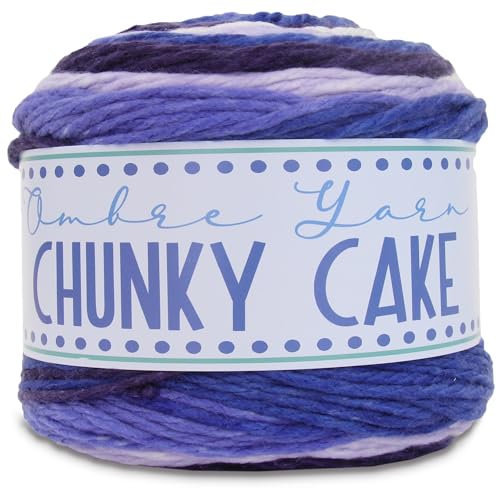 Image of ThreadArt Ombre Chunky Yarn Cake #6, 300g /316 Yds, Bluebonnet Morning 04 | Soft super bulky #6 acrylic yarn cake for blankets, scarves, hats, crochet and knitting. Big 300g cake is machine washable.