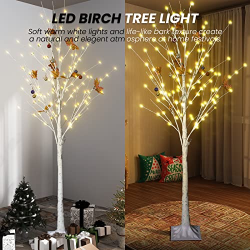 AWQM Lighted Birch Tree for Christmas Decor, Pack of 3 Prelit Christmas Tree 4ft 5ft 6ft, Warm White Christmas Tree for Indoor Christmas Decorations. (White) - Image 7