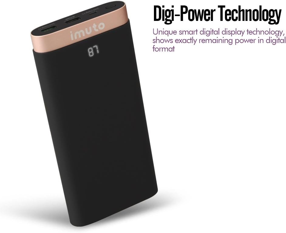 iMuto SL200QC Power Bank displaying '87' on its digital screen.