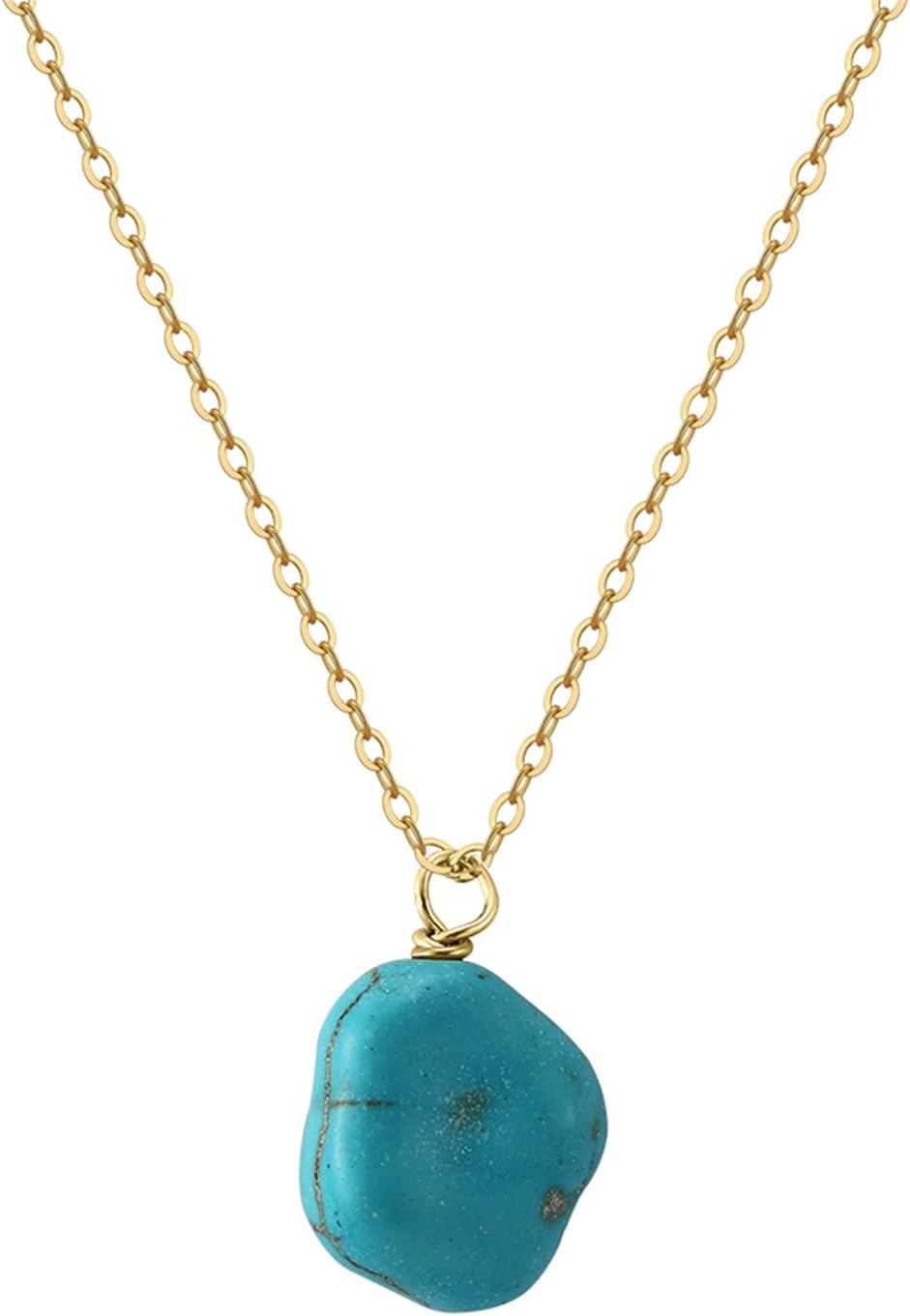Turquoise Pendant Necklace Vintage 925 Sterling Silver Irregular Gemstone Necklace for Women Gift