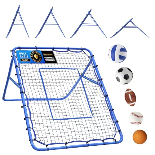 5x4FT Volleyball Baseball Rebounder Net, Softball Rebounder Pitchback Net Quick Adjustments, Quick Adjustments Lacrosse Bounce Back Practice Equipment, Ideal for Outdoor Indoor and Backyard Training