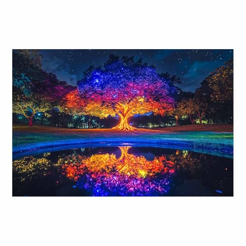 Arbre de Vie impression sur toile bleu 80x120cm tableau mural moderne peinture decoration