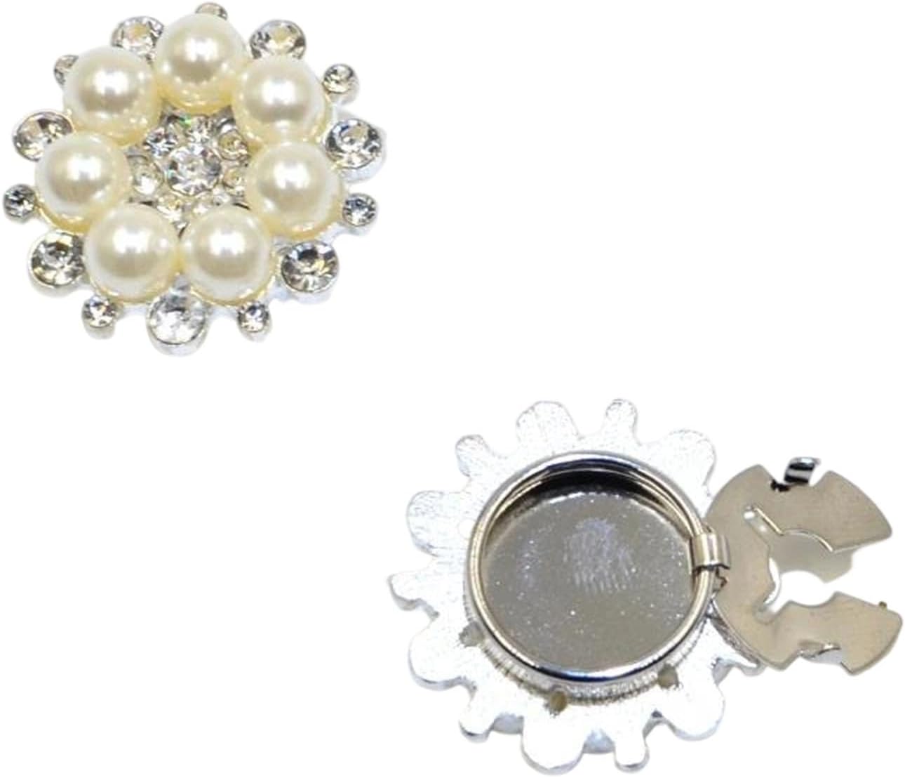 Women’S Rhinestone Pearl Round Shirt Button Covers Fashion Jewelry Decoration Clothes Accessories