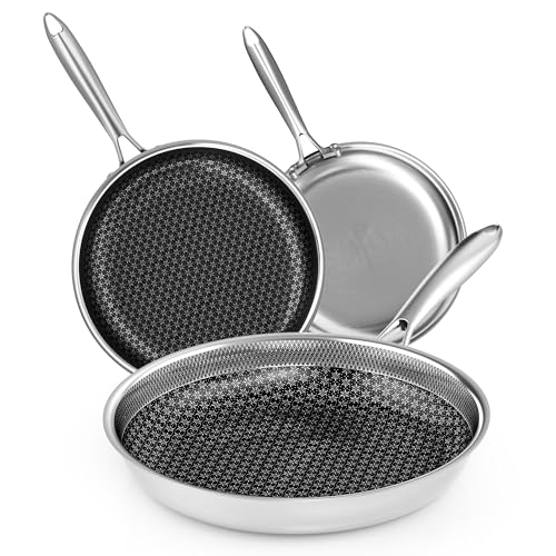 RIOVARM Edelstahl Bratpfannen Set Induktion Antihaft Pfannenset 20cm 26cm 30cm Wok Pfanne mit...