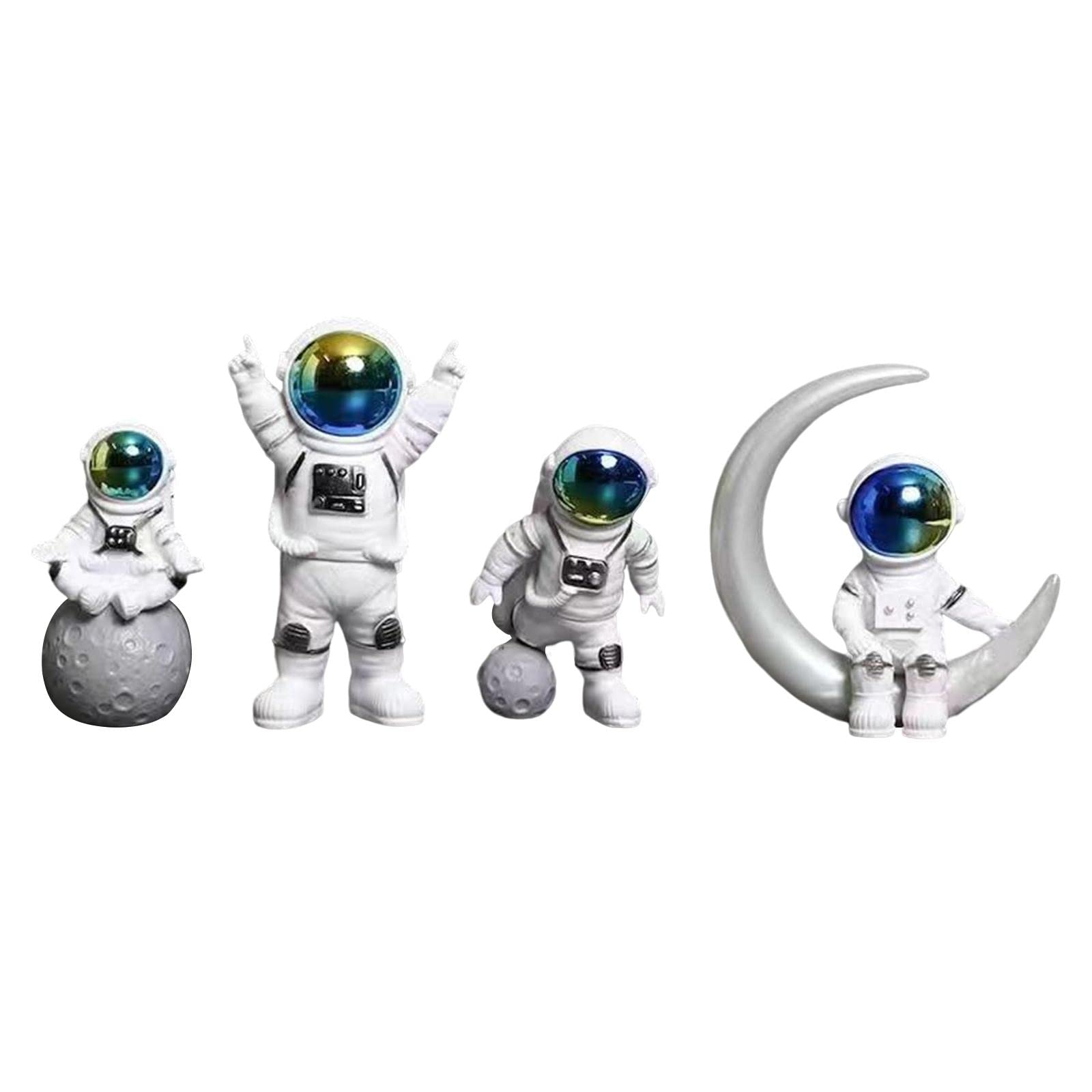 Leisurealeaneag Figura de astronauta escultura de astronauta de resina para fiesta de oficina, 4 piezas, azul, 4 piezas