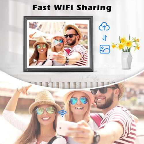 Image of WIFI Digital Picture Frame 15 inch-Large-Photo-Frame - 32GB Touch Screen FHD Display, Auto-Rotate, Wall-Mounted, Share Picture Video via APP Email, Free Cloud, gift for Mom Dad Birthday Christmas New Year