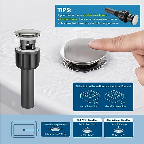 Cinwiny Brushed Nickel Centerset 4 Inch Bathroom Sink Faucet 2 Handle 360° Swivel Spout Deck Mount Lavatory Bathroom Faucet Mixer Tap With Pop Up Drain Water Supply Hoses #TOP4