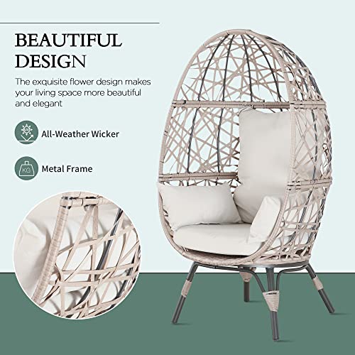 Ulax Furniture Outdoor Teardrop Wicker Lounge Chair Indoor Patio Rattan Egg Chair With Cushion And Pillow #TOP5