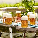 Stölzle Lausitz Kufel do piwa z kolekcji Kaiser Pojemność: 500 ml, zestaw 6 sztuk, nadaje się do mycia w zmywarce, wymiary: Wysokość: 13,4 cm, średnica zewnętrzna: 9,5 cm, 5210052, przezroczysty