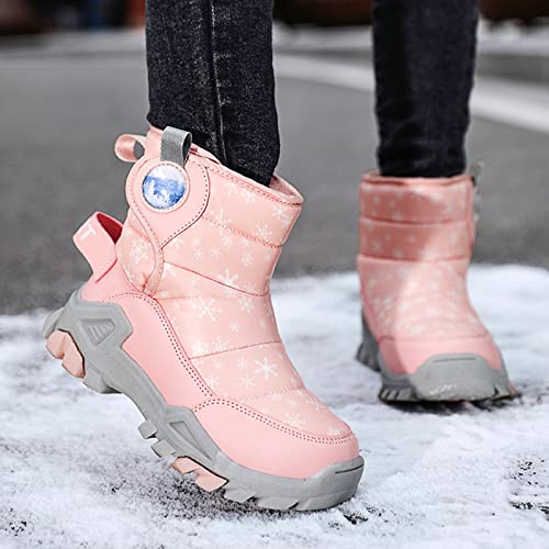 Boys Girls Snow Boots Lightweight Slip Resistan𝐭 Mid Calf Winter Shoes For Little/Big Kid Snow Boots For Kids Size 143