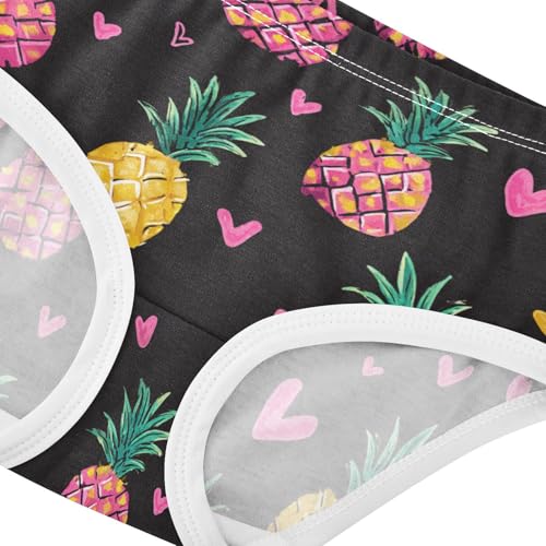 Wusikd Cute Pineapples Girls' Underwear Cotton Pink Hearts Black Girls Briefs Soft Toddler Underwear 2T4