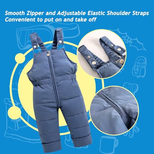 BYFRI 2PCS Toddler Snow Suits Boys Girls Winter Hooded Down Coat Infant Jacket & Ski Bib Pants Baby Warm Snowsuit Lightweight