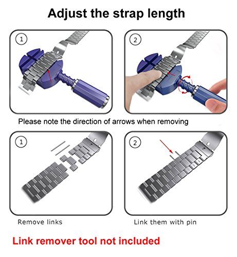 Stainless Steel Watch Band with Double Buckles Deployment Clasp 5 Rows Metal Watch Strap Bracelet for Men Women 20mm Black