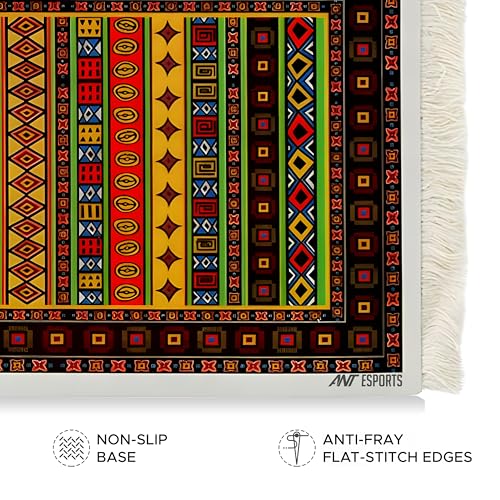 Image of Ant Esports Vintage Mouse Pad 260x210mm -Tribal Ndebele Design, Non-Slip Rubber Base, Anti-Fray Stitched Edges, Smooth Surface for Precise Control, Colourful Geometric Pattern, Office & Home Use