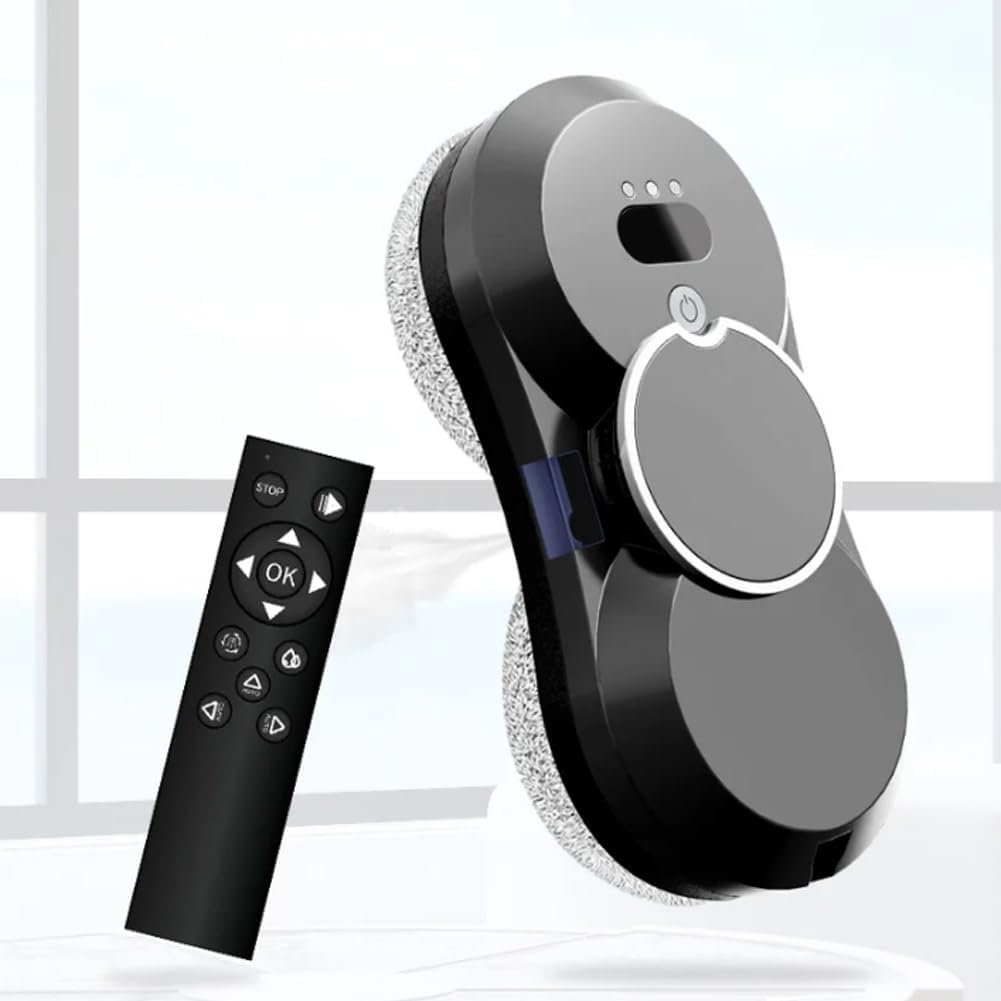 Window Cleaning Robot, Smart Electric Window Cleaner Robot with 5600Pa Strong Suction, Window Glass Vacuum Robot (Black)