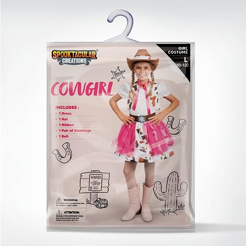 Disfraz de Vaquera para Niñas Talla Pequeña 5-7 años Blanco miniatura 5