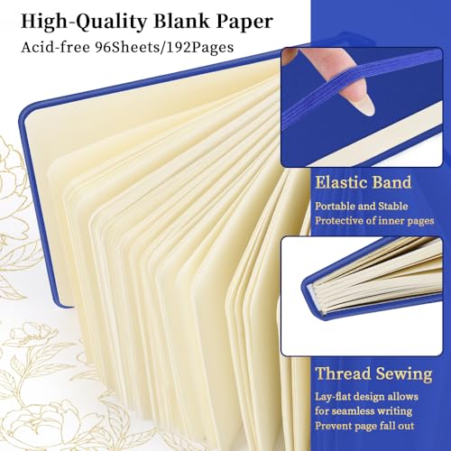 Image of 5x5 Pocket Sketch Book,80gsm Hardcover Art Sketchbook for Drawing Journal | PU Cover,Blank Paper,96Sheets /192Pages,Lay-Flat,Portable Travel Creation Paint Diary Memo Planner,Dry Media.Sapphire Blue