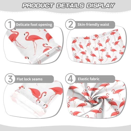 ALAZA Girls' Leggings Children's Yoga Pants Skinny Printed Dance Flamingo White Comfortable 4T2