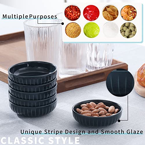Haotop Porcelain Side Dishes Set Of 6, Appetizer, Sauce, Ramekin, Round Seasoning Bowl For Dinner Party Bbq 3.8 Inch Navy #TOP2