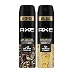 Axe Dark Temptation Men’s Deodorant + Axe Gold Temptation Long Lasting Deodorant Bodyspray For Men, With An Irresistible Scent 215ml, Pack of 2