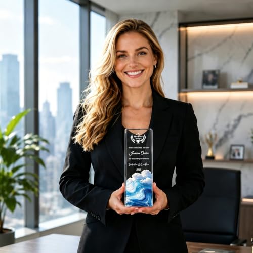Image of Custom Trophy Award, Crystal Awards and Trophies with Company Logo & Text