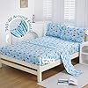 Viviland 3 Pieces Boys Blue Ocean Twin Sheet Set - Soft Microfiber Fitted Flat Sheets & Pillowcase - Blue Ocean Whales, Sea Turtles, Marine Organisms Bedding Sets - for Kids & Toddlers #4