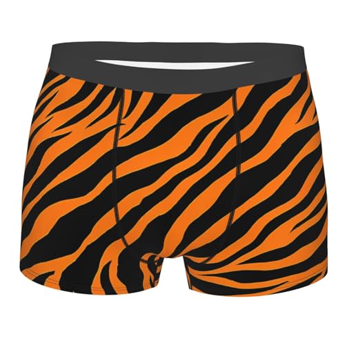Realistic Tiger Print Men's Boxer Briefs Breathable Stretch Underwear Novelty Trunk Underwear Gym Boxer Briefs