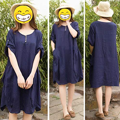FTCayanz Women's Casual Tunic Dress Short Sleeve Plus Size Midi Dresses with Pockets4