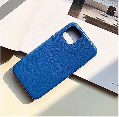 Coque iPhone 11 cuir bleu tactile doux doublure floquée protectrice - 5