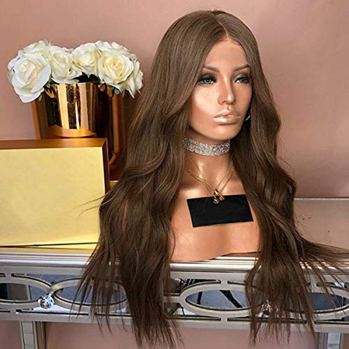 Dreambeauty #6 Pure Color Lace Front Human Hair Wigs Brazilian Remy Human Hair Full Lace Wig with Baby Hair Pre Plucked Natural Hairline (18 inch, Lace Front)